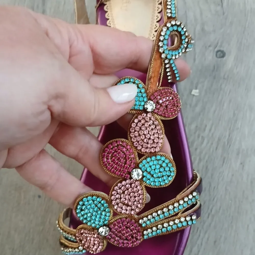Purple and Gold Women's Sandals - Picture 3 of 7